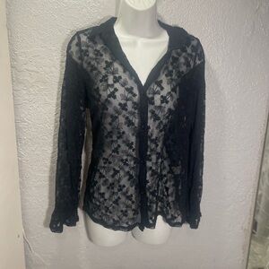Chic Black Floral Lace Blouse